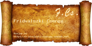 Fridvalszki Csenge névjegykártya